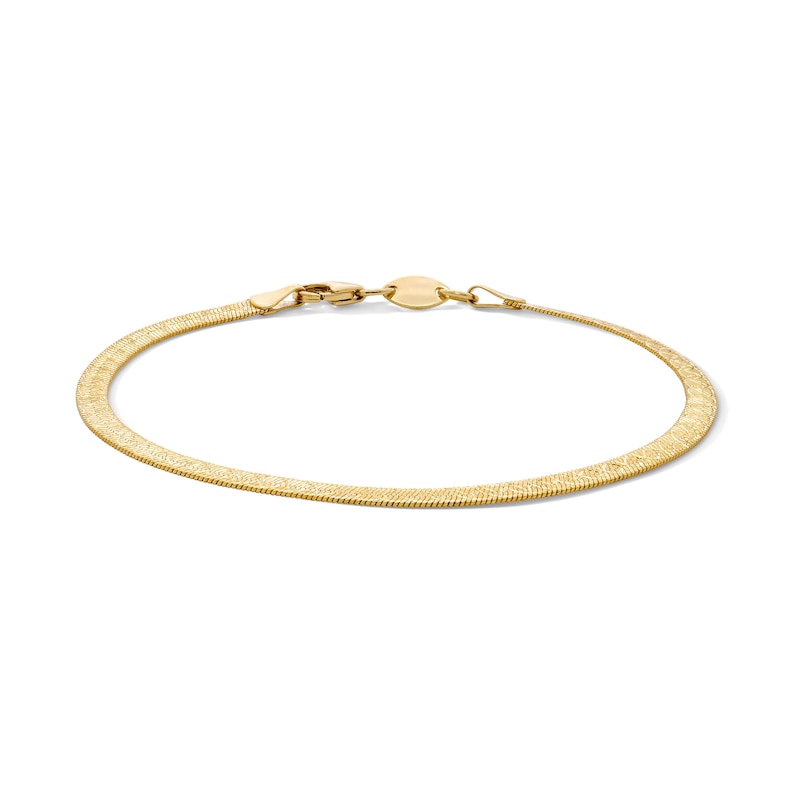 Main Image 1 of 10K Gold Bonded 3.2mm Herringbone Chain Bracelet - 7.5"
