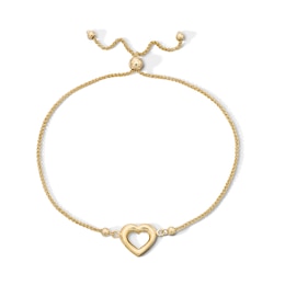 10K Gold Bonded Heart Outline Bolo Bracelet - 9"