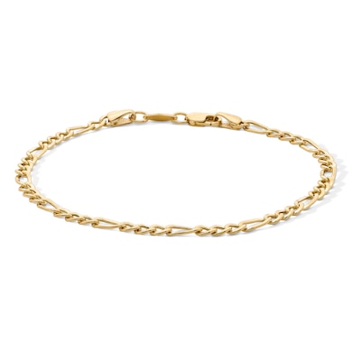 10K Gold Bonded 3.45mm Figaro Chain Bracelet - 7.5"