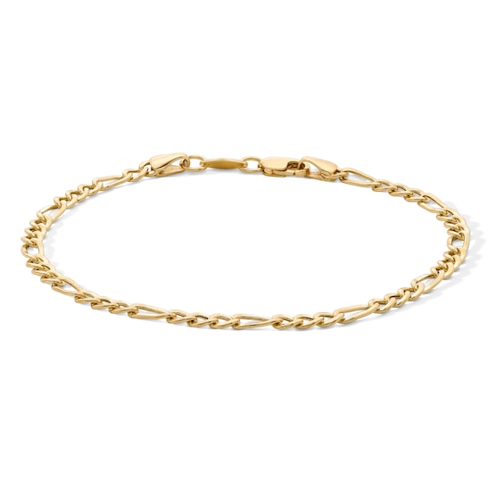 10K Gold Bonded 3.45mm Figaro Chain Bracelet - 7.5"