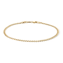 10K Gold Bonded 3.3mm Curb Chain Anklet - 10"