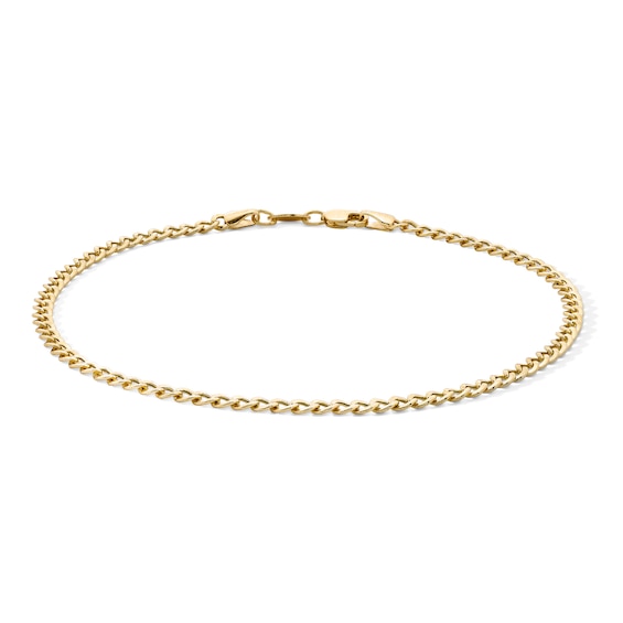 10K Gold Bonded 3.3mm Curb Chain Anklet - 10"