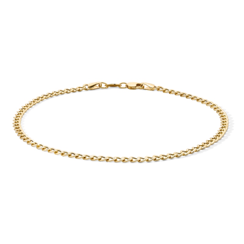 Main Image 1 of 10K Gold Bonded 3.3mm Curb Chain Anklet - 10"