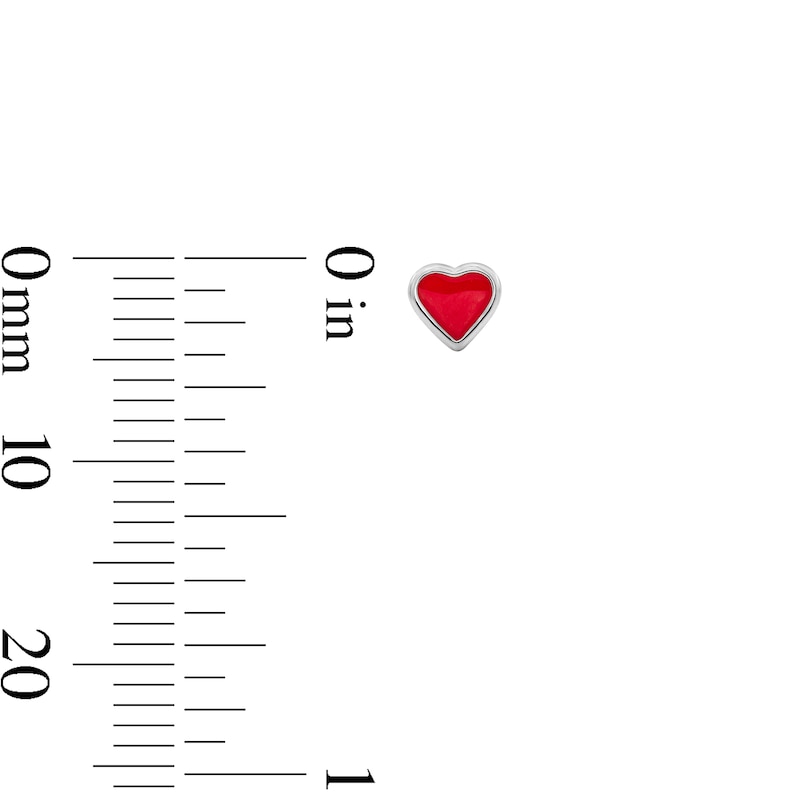 Child’s Solid Sterling Silver Red Enamel Heart Stud Earrings