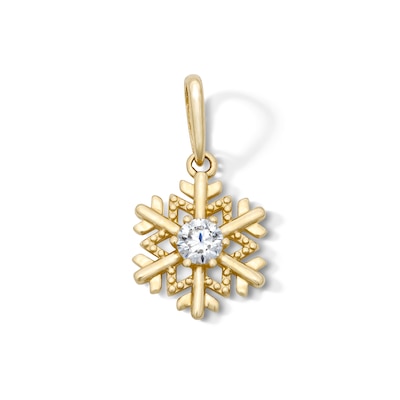 14K Gold Plated CZ Snowflake Charm