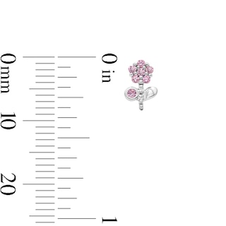 Child’s Solid Sterling Silver CZ Pink Flower Stud Earrings