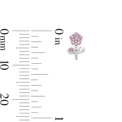 Child’s Solid Sterling Silver CZ Pink Flower Stud Earrings