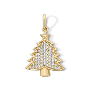 14K Gold Plated CZ Christmas Tree Charm