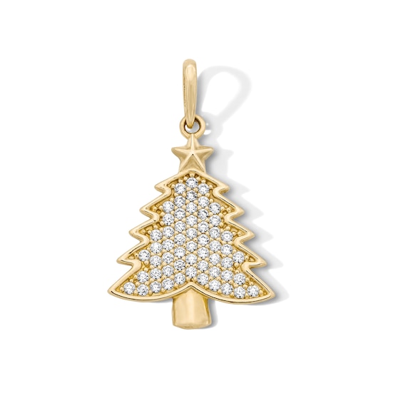 14K Gold Plated CZ Christmas Tree Charm