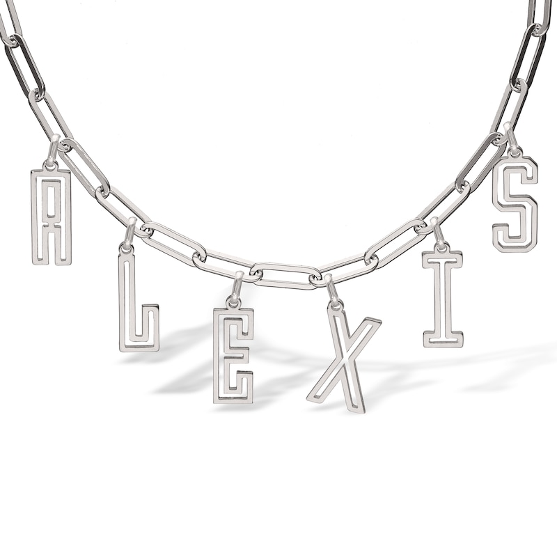 Main Image 3 of Sterling Silver Name Paper Clip Chain Necklace – 16″
