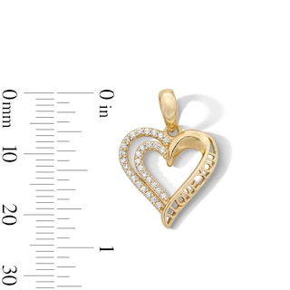 14K Gold Plated CZ "I Love You" Heart Charm