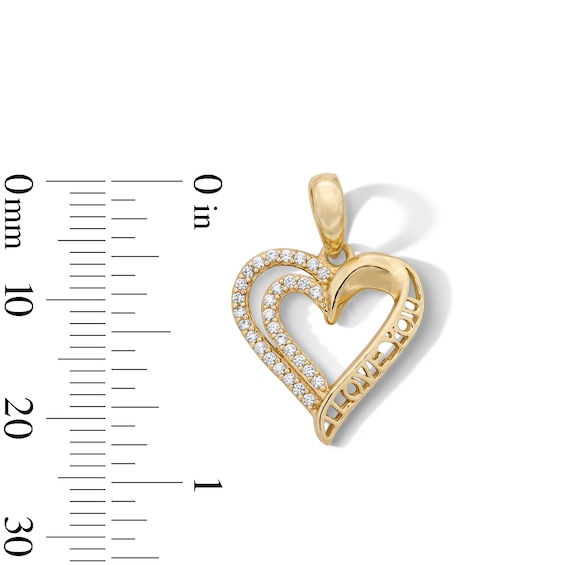 14K Gold Plated CZ "I Love You" Heart Charm