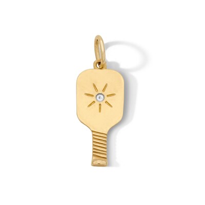 14K Gold Plated Sun Pickleball Paddle Two-Tone Charm