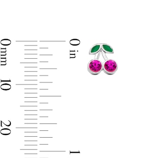 Child’s Solid Sterling Silver Pink Crystal and Resin Cherry Stud Earrings
