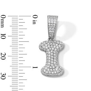 Solid Sterling Silver CZ Bubble Initial “I” Charm
