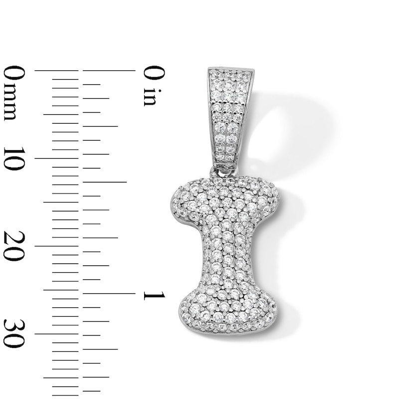 Main Image 2 of Solid Sterling Silver CZ Bubble Initial “I” Charm