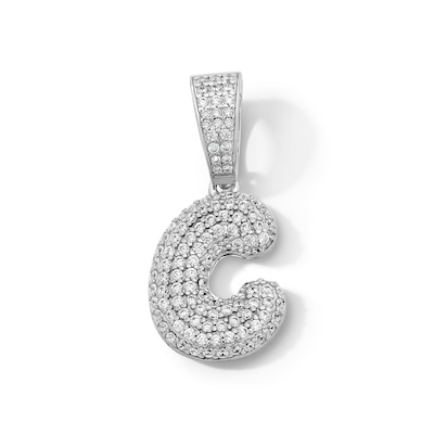 Solid Sterling Silver CZ Bubble Initial “C" Charm