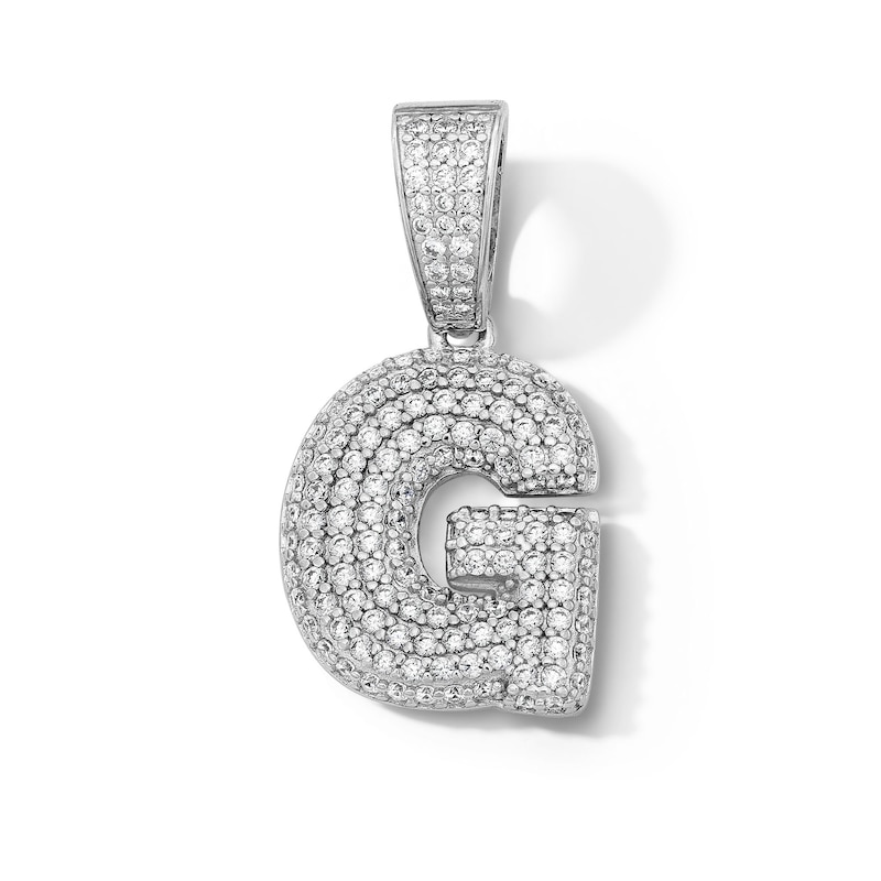 Main Image 1 of Solid Sterling Silver CZ Bubble Initial “G" Charm