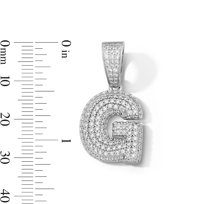 Main Image 2 of Solid Sterling Silver CZ Bubble Initial “G" Charm