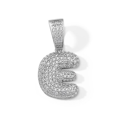 Solid Sterling Silver CZ Bubble Initial “E” Charm