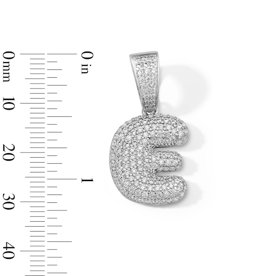 Solid Sterling Silver CZ Bubble Initial “E” Charm