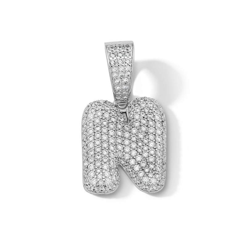 Main Image 1 of Solid Sterling Silver CZ Bubble Initial “N” Charm