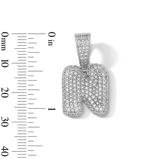 Solid Sterling Silver CZ Bubble Initial “N” Charm
