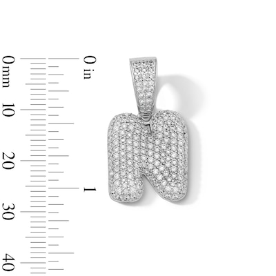 Solid Sterling Silver CZ Bubble Initial “N” Charm