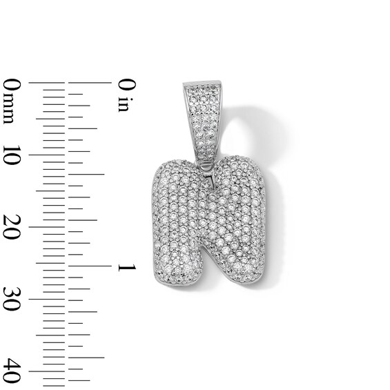 Solid Sterling Silver CZ Bubble Initial “N” Charm