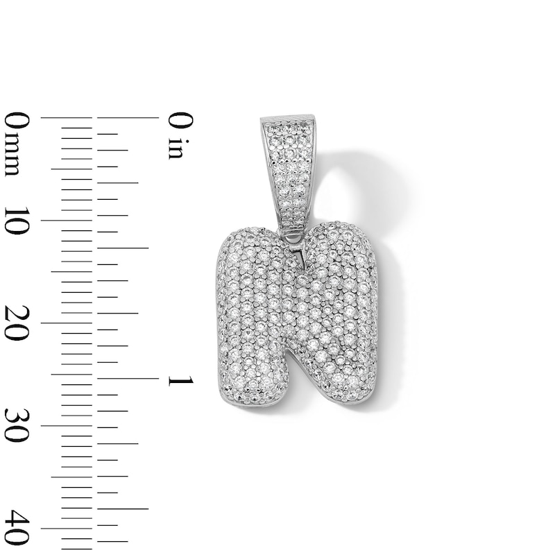 Main Image 2 of Solid Sterling Silver CZ Bubble Initial “N” Charm