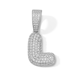 Solid Sterling Silver CZ Bubble Initial “L” Charm