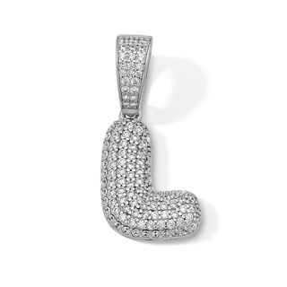 Solid Sterling Silver CZ Bubble Initial “L” Charm
