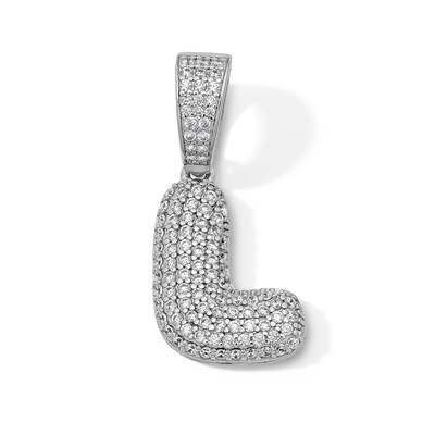 Solid Sterling Silver CZ Bubble Initial “L” Charm