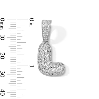 Solid Sterling Silver CZ Bubble Initial “L” Charm