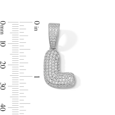 Solid Sterling Silver CZ Bubble Initial “L” Charm