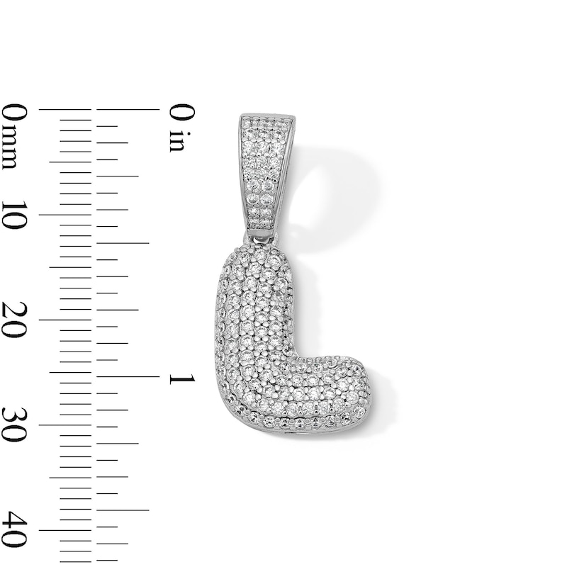 Main Image 2 of Solid Sterling Silver CZ Bubble Initial “L” Charm