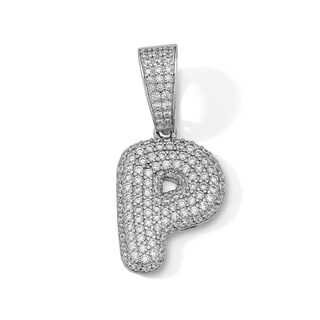 Solid Sterling Silver CZ Bubble Initial “P” Charm