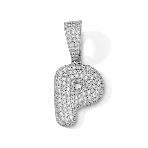 Solid Sterling Silver CZ Bubble Initial “P” Charm