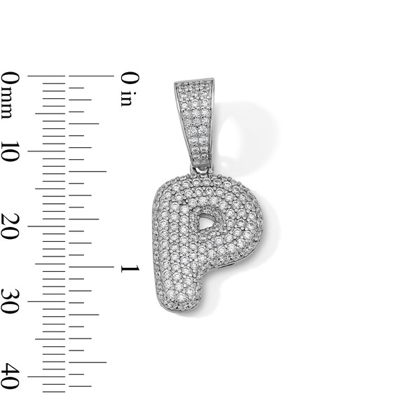 Solid Sterling Silver CZ Bubble Initial “P” Charm