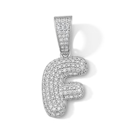 Solid Sterling Silver CZ Bubble Initial “F” Charm