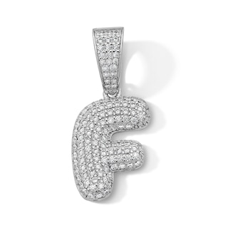 Solid Sterling Silver CZ Bubble Initial “F” Charm