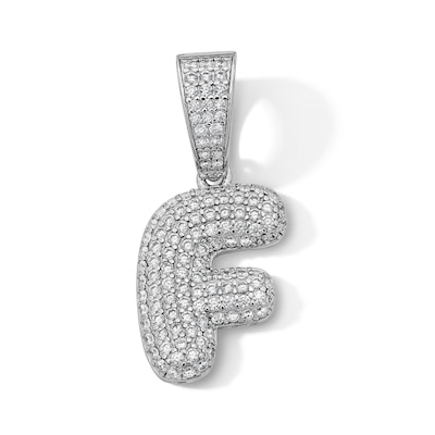 Solid Sterling Silver CZ Bubble Initial “F” Charm