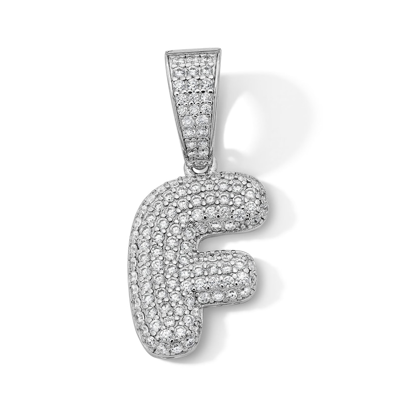 Main Image 1 of Solid Sterling Silver CZ Bubble Initial “F” Charm