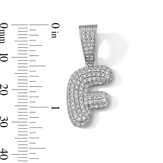 Solid Sterling Silver CZ Bubble Initial “F” Charm