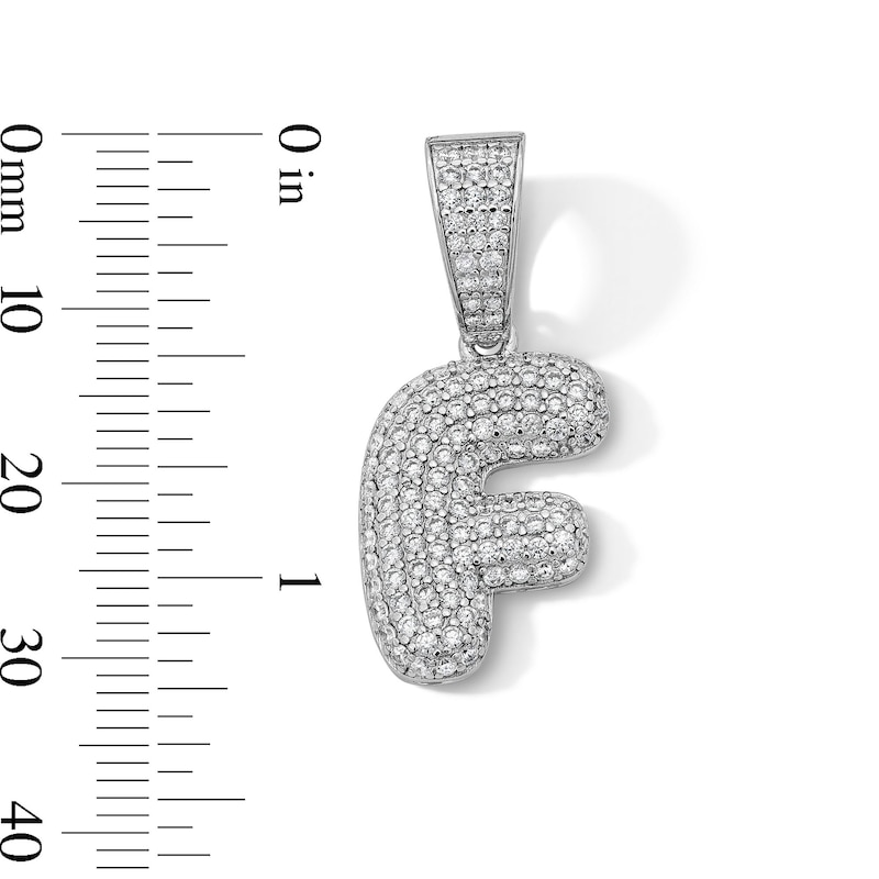 Main Image 2 of Solid Sterling Silver CZ Bubble Initial “F” Charm