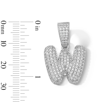 Solid Sterling Silver CZ Bubble Initial “W” Charm