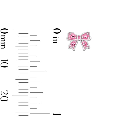 Child’s Solid Sterling Silver Pink Crystal and Resin Bow Studs