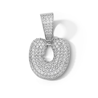 Solid Sterling Silver CZ Bubble Initial “U” Charm