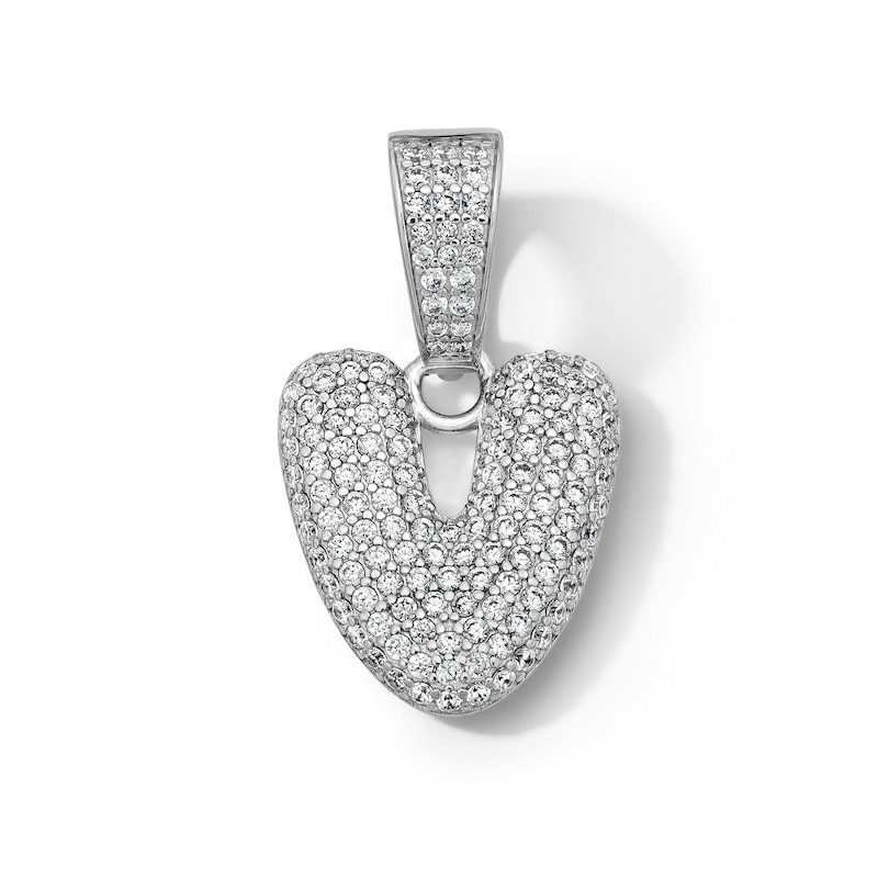 Main Image 1 of Solid Sterling Silver CZ Bubble Initial “V” Charm