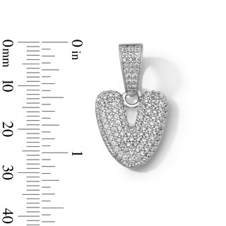 Solid Sterling Silver CZ Bubble Initial “V” Charm